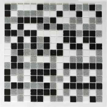 Glass mosaic Black+Grey+White AM129