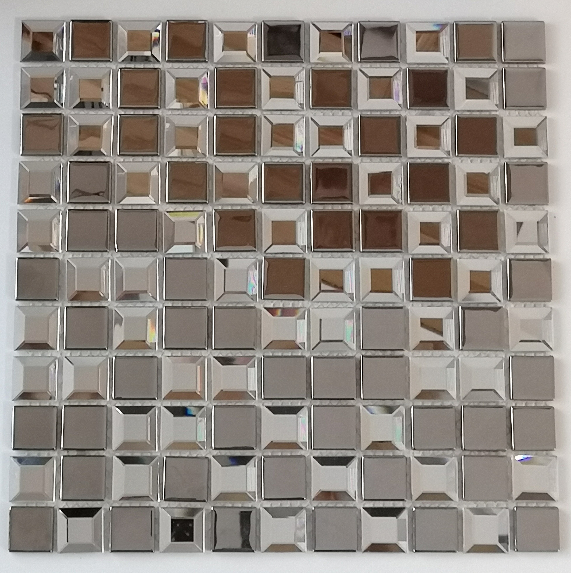 Glass mosaic silver+ diamond  KM124