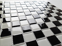 Glass mosaic white+ black chess- mate KM107