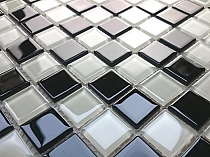 Glass mosaic white + black KM106 
