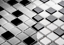 Glass mosaic white + black KM106 
