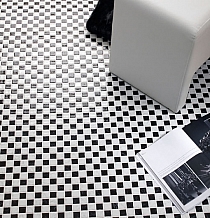 Glass mosaic white + black KM106 