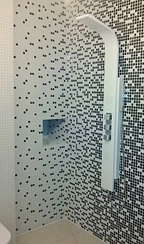 Glass mosaic white + black KM106 