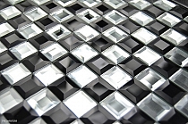 Mozaika Szklana Diamentowa CZARNA+BIAŁA A122 szachownica