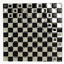 Mozaika Szklana Diamentowa CZARNA+BIAŁA A122 szachownica