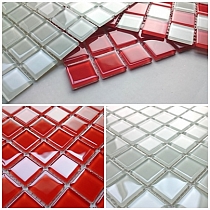 Crystal Glass mosaic Red White KM111