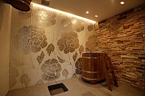Glass Mosaic Patterns in swimming pool sauna