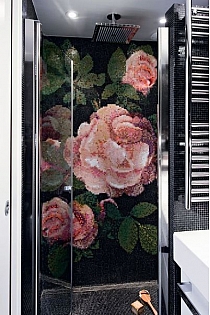 Glass mosaic Springrose Nero