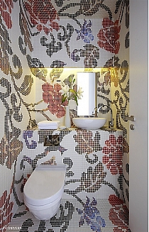 Glass mosaic Summer flowers red