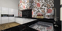 Glass mosaic Summer flowers red