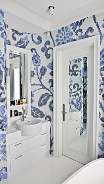 Glass mosaic Summer flowers blue
