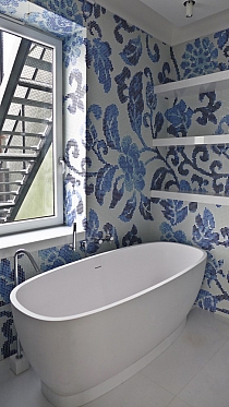 Glass mosaic Summer flowers blue