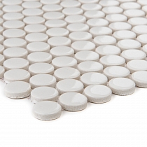  Ceramic mosaic WHITE  BUTTONS 2 cm Loop  GLOSS