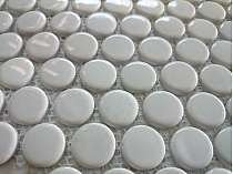  Ceramic mosaic WHITE  BUTTONS 2 cm Loop  GLOSS