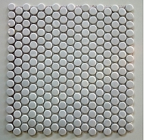  Ceramic mosaic WHITE  BUTTONS 2 cm Loop  GLOSS
