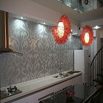 Glass mosaic Damano Gioro Bianco white+ silver 