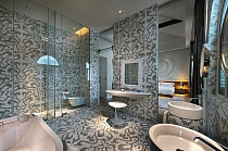 Glass mosaic Damano Gioro Bianco white+ silver 