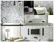 Mozaika szklana Damano Gioro Bianco biała+ srebrna Silver 