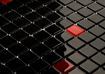Glass mosaic black+ red AM123